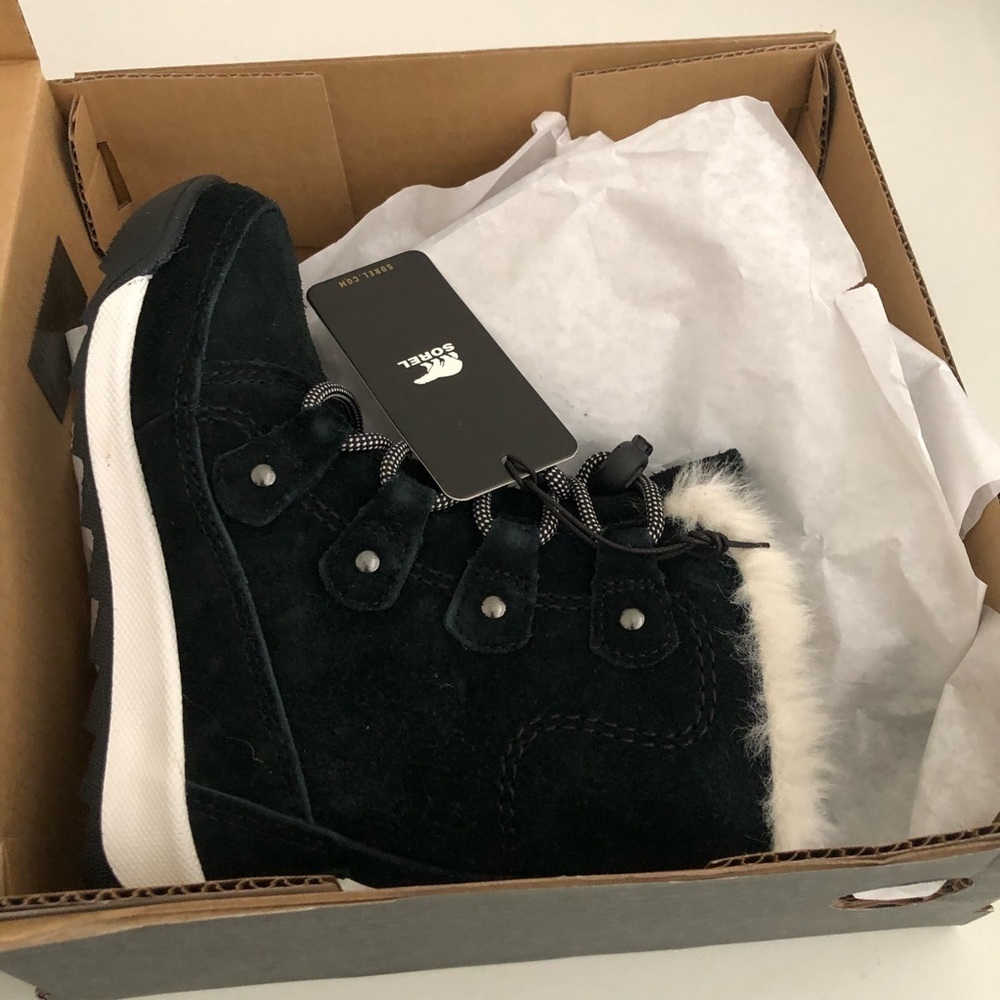 Sorel Kids Toddler Black Whitney Joan Lace Waterproof Suede Boots 10 - Picture 3 of 8